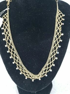 Givenchy Gold-Tone Netted Multi-Strand Necklace with Crystal Drops